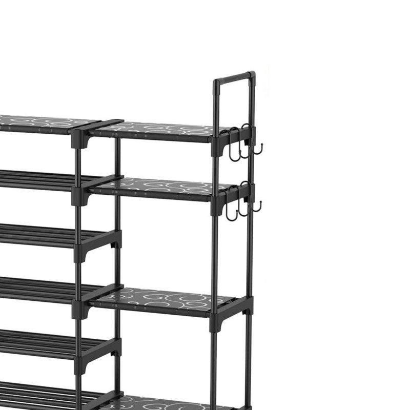 Siyah Metal 8 Katlı Modüler Ferforje Ayakkabılık - 89x31x143 cm - 121168