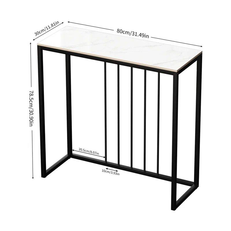 Siyah Metal Ayaklı Sinterlenmiş Taş Dikdörtgen Mermer Dresuar - 80x30x79 cm - 132439