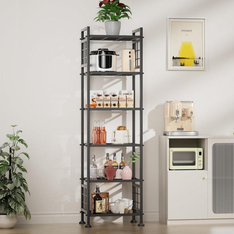 Siyah Metal Ayarlanabilir Ayaklı Ferforje Banyo Dolabı-166x43x33 cm - 114148