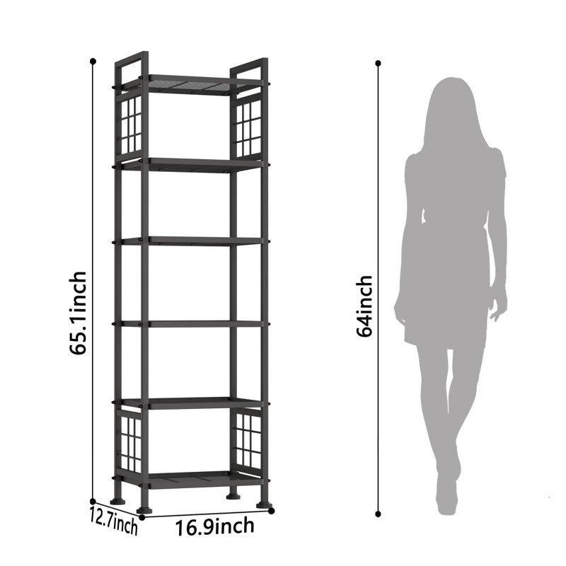 Siyah Metal Ayarlanabilir Ayaklı Ferforje Banyo Dolabı-166x43x33 cm - 114148