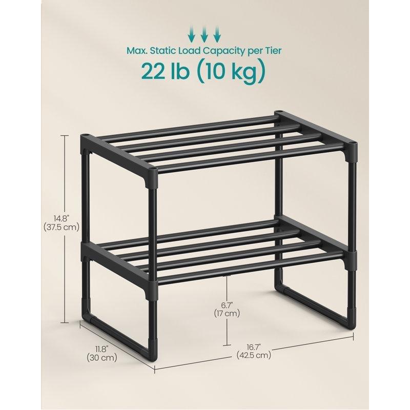 Siyah Metal Borulu İstiflenebilir Plastik Ayakkabılık - 43x30x38 cm - 121021