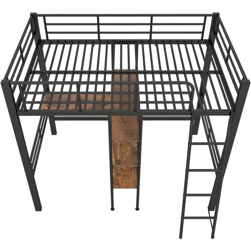 Siyah Metal Çalışma Masalı ve Kitaplıklı Ranza - 90x200 cm - 125008