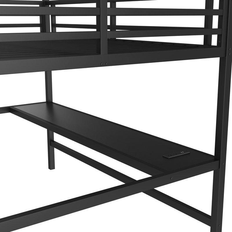 Siyah Metal Çalışma Masalı ve LED Işıklı Ranza - 161x209 cm - 124200