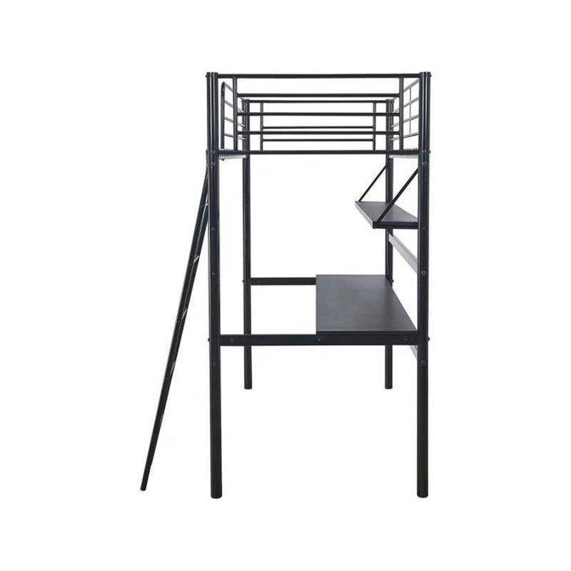 Siyah Metal Çalışma Masalı ve Raflı Ranza - 90x190 cm - 125854