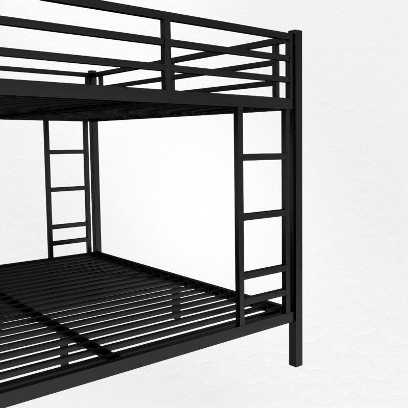 Siyah Metal Çift Merdivenli Geniş Alt Yataklı Ranza - 200x211 cm - 124518