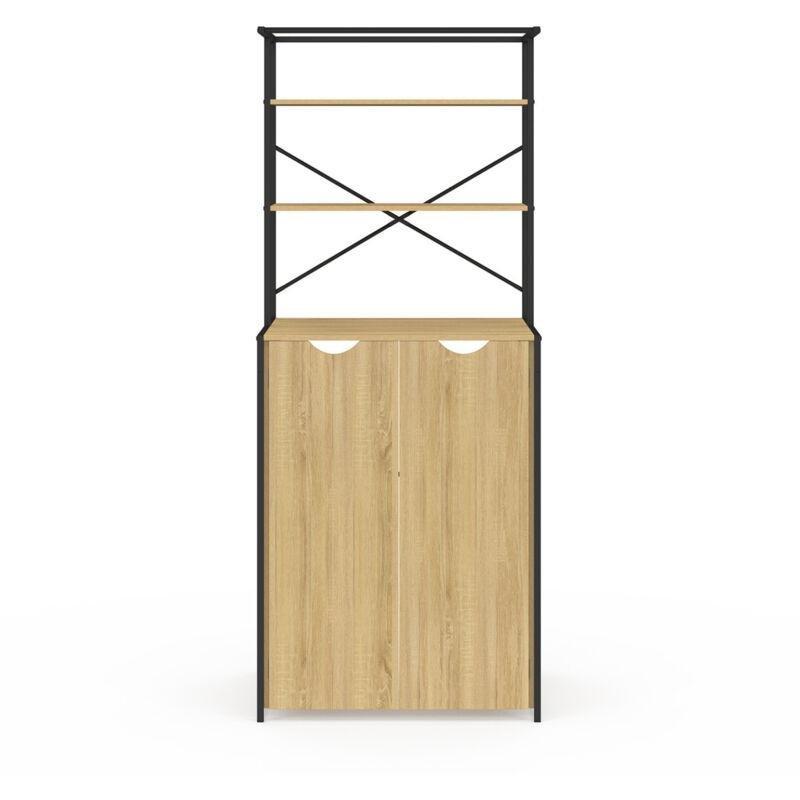 Siyah Metal Endüstriyel Raflı Çamaşır Makinesi Dolabı-66x63x162 cm - 118195
