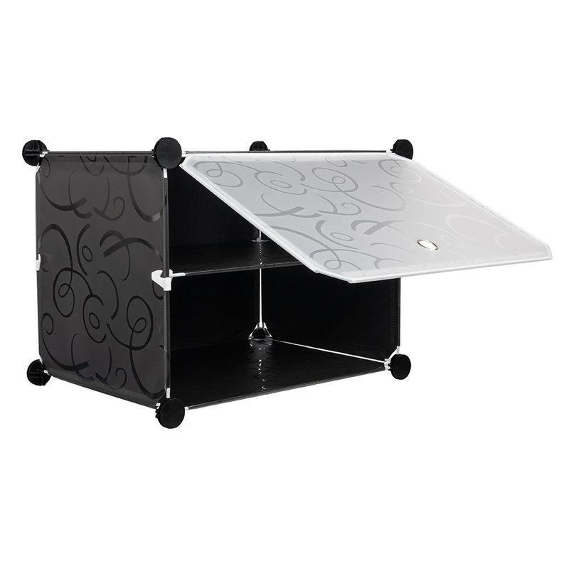Siyah Metal İskeletli 36 Bölmeli Kapaklı Modüler Plastik Ayakkabılık - 122x32x180 cm - 120997