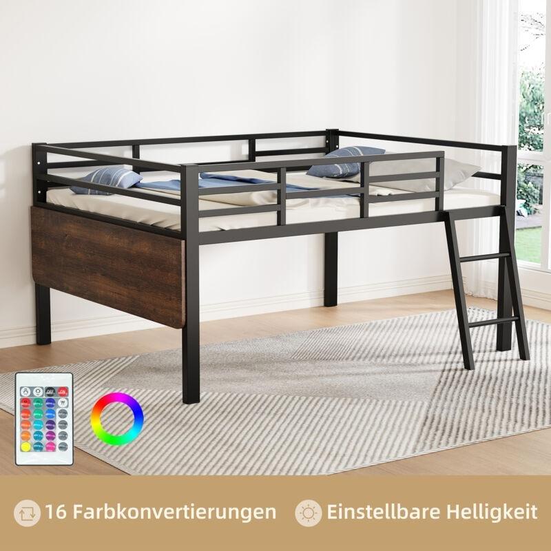 Siyah Metal Katlanır Masalı ve LED Işıklı Ranza - 140x200 cm - 124824