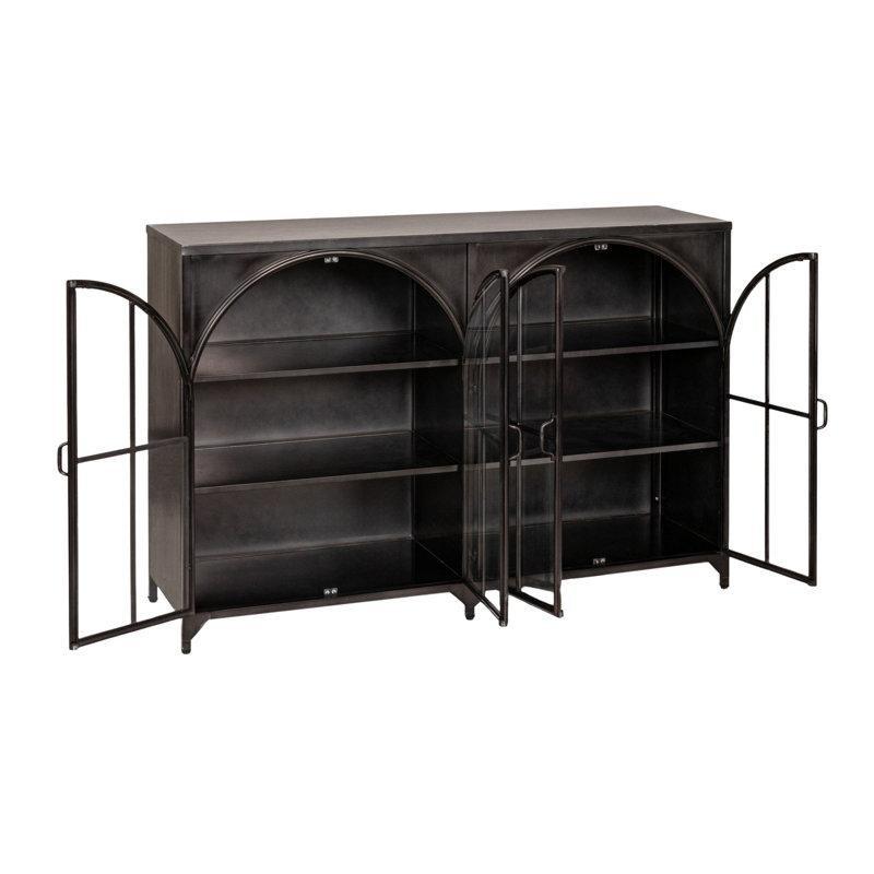 Siyah Metal Kemerli Cam Kapaklı Konsol - 139x41x94 cm - 129034