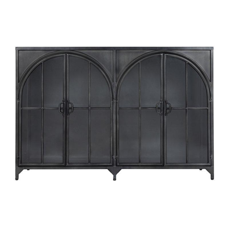 Siyah Metal Kemerli Cam Kapaklı Konsol - 139x41x94 cm - 129034