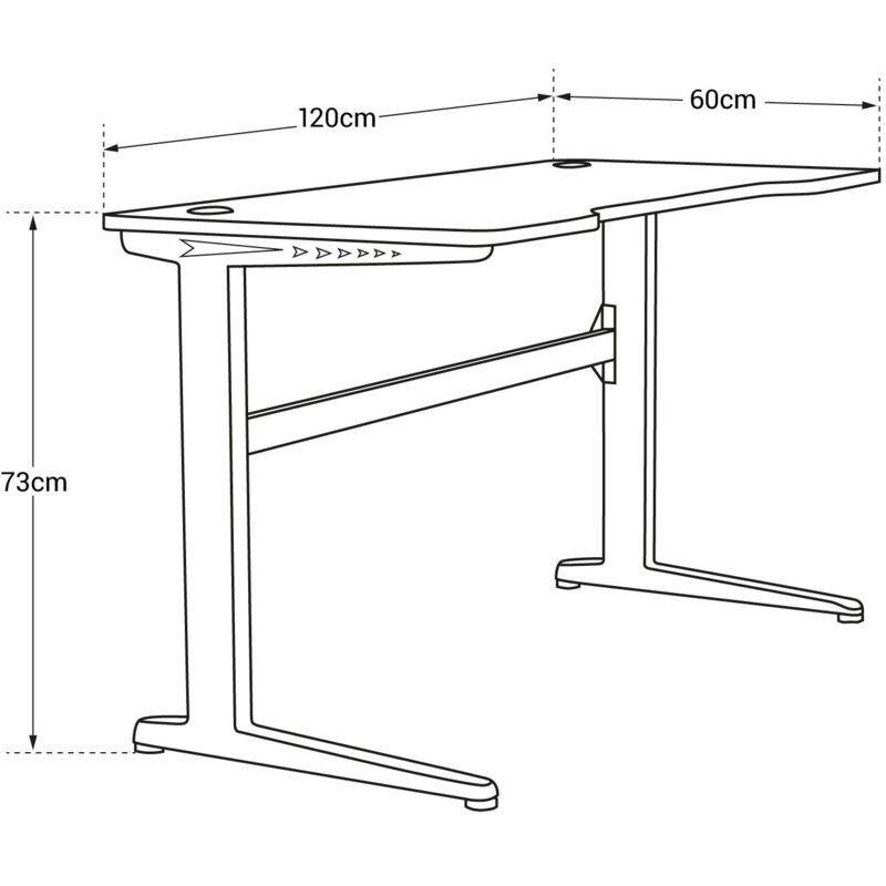 Siyah Metal LED Işıklı Elektrikli Bilgisayar Masası-120x60x73 cm - 114439