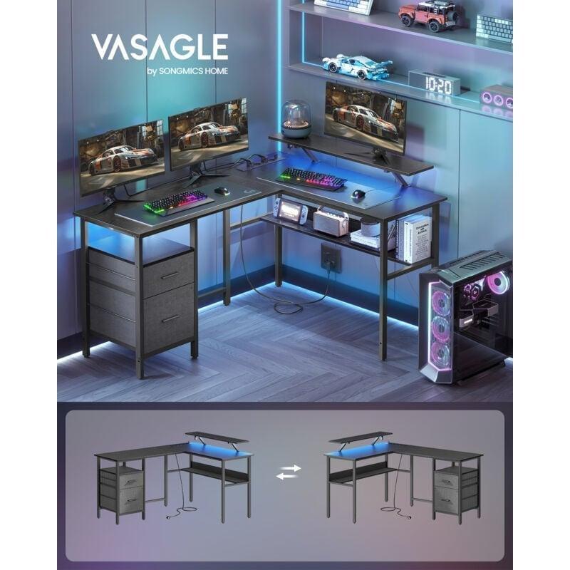 Siyah Metal LED Işıklı Köşe Bilgisayar Masası-120x150x76 cm - 115120