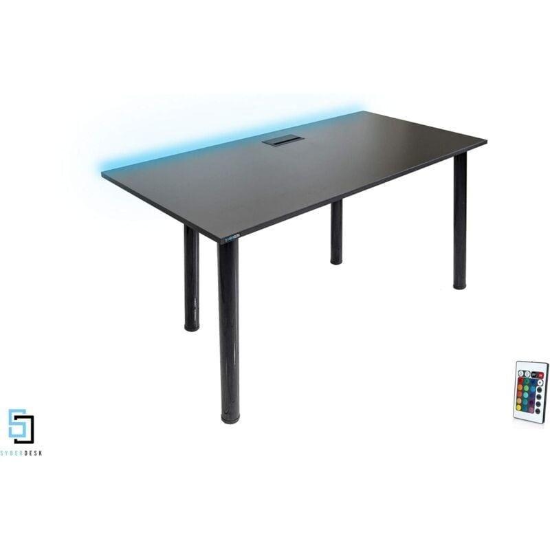 Siyah Metal Ledli Ayarlanabilir Oyuncu Bilgisayar Masası-134x62x76 cm - 116019