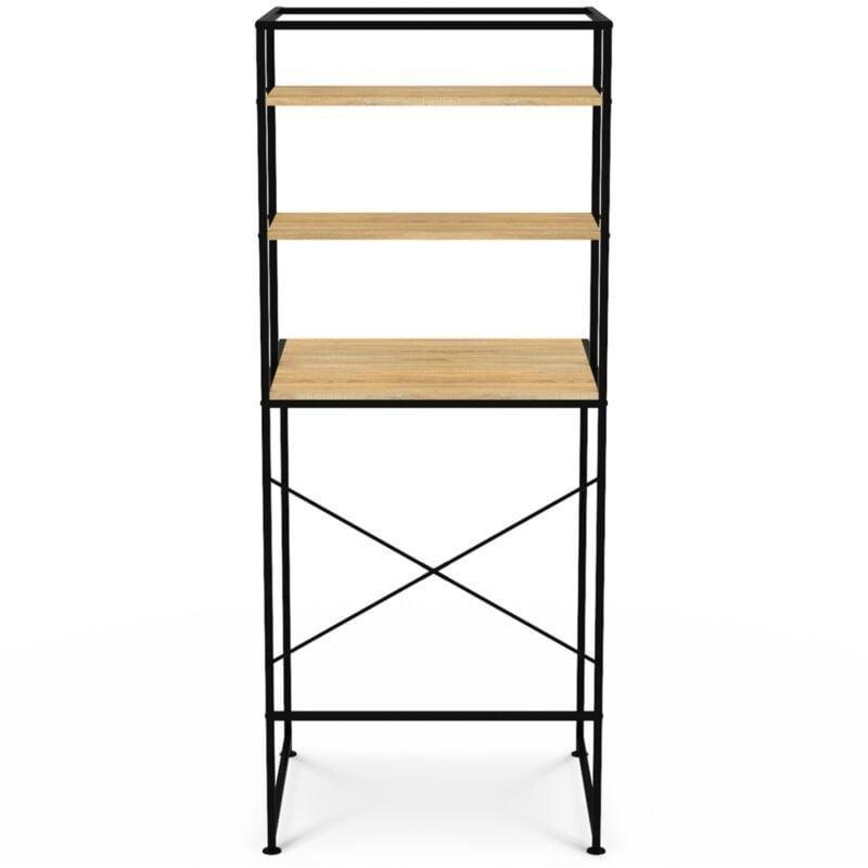 Siyah Metal Melamin Kaplı Endüstriyel Çamaşır Makinesi Dolabı-66x60x162 cm - 118276
