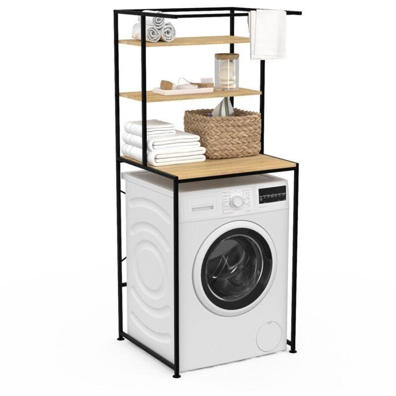 Siyah Metal Melamin Kaplı Endüstriyel Çamaşır Makinesi Dolabı-66x60x162 cm - 118276