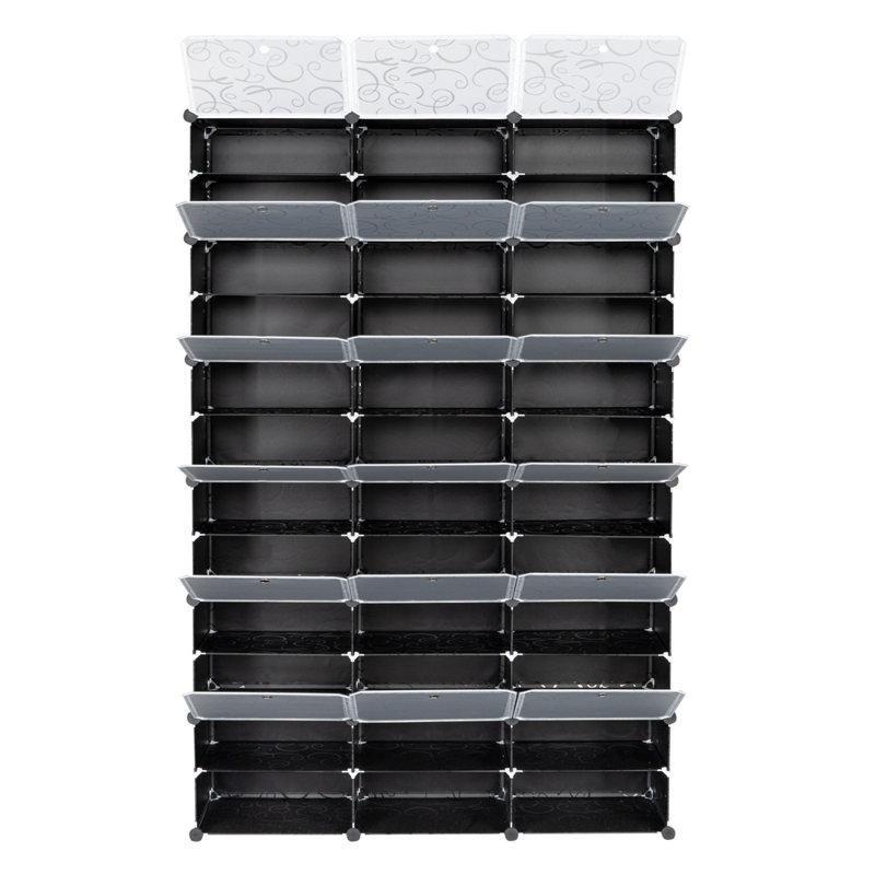 Siyah Metal Profilli 72 Çift Kapasiteli Modüler Plastik Ayakkabılık - 121x183x31 cm - 121078
