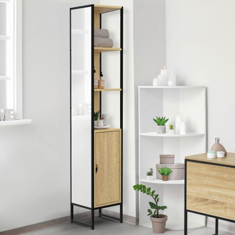 Siyah Metal Raflı Banyo Dolabı-30x30x170 cm - 113700