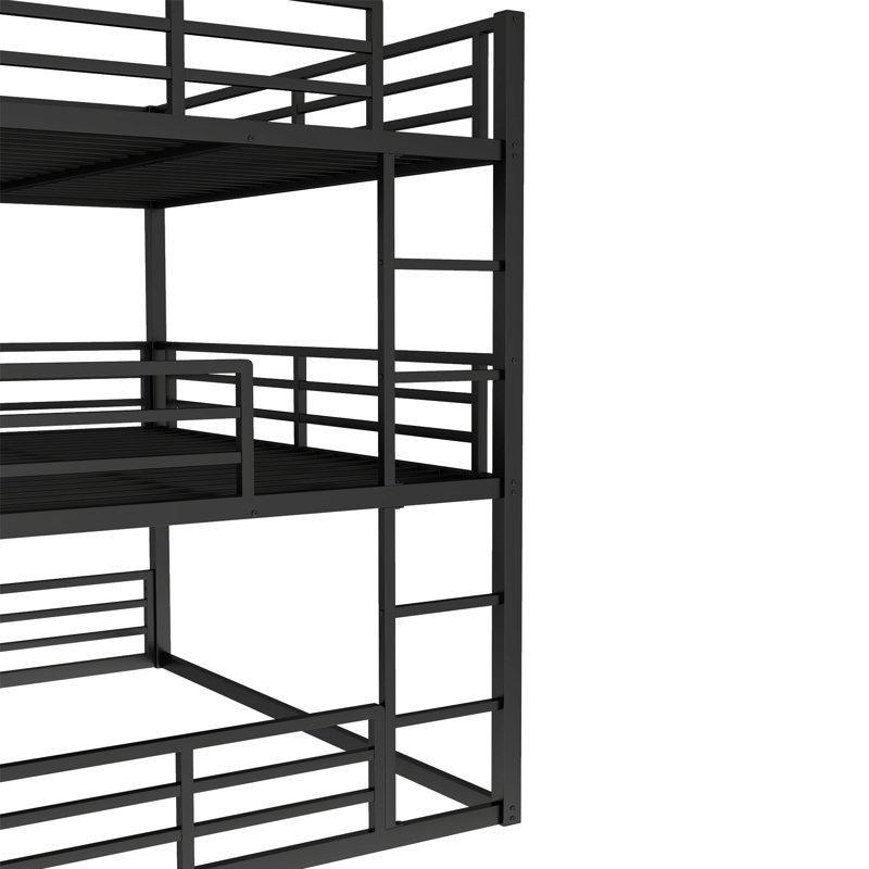 Siyah Metal Üç Katlı Ayarlanabilir Merdivenli Sessiz Ranza - 145x200 cm - 124683