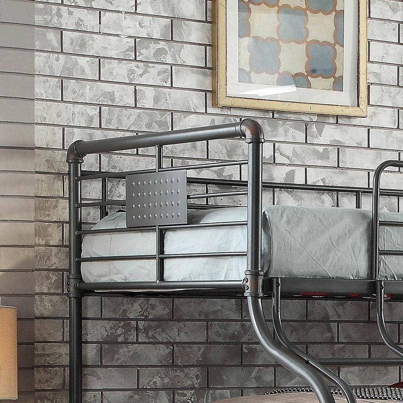 Siyah Metal Üç Katlı Endüstriyel Tasarım Ranza - 160x209 cm - 124191