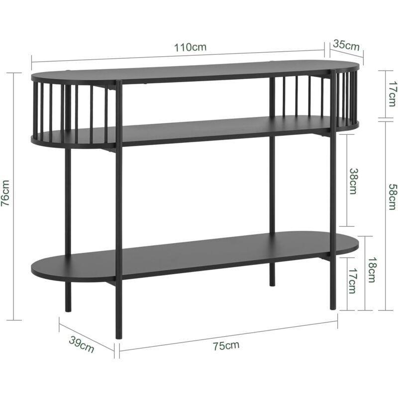 Siyah Metal ve Ahşap 3 Raflı Dresuar - 110x39x76 cm - 133783