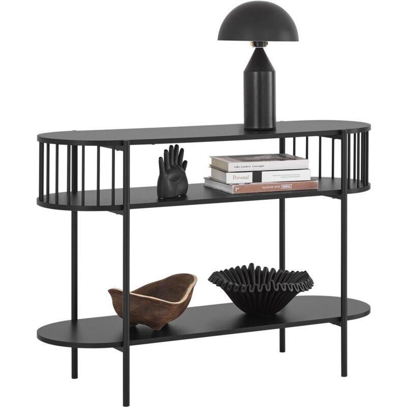 Siyah Metal ve Ahşap 3 Raflı Dresuar - 110x39x76 cm - 133783