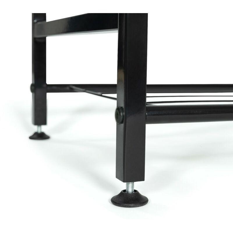 Siyah Metal ve Ahşap 4 Katlı Endüstriyel Tasarım Ahşap Ayakkabılık - 63x30x80 cm - 118939
