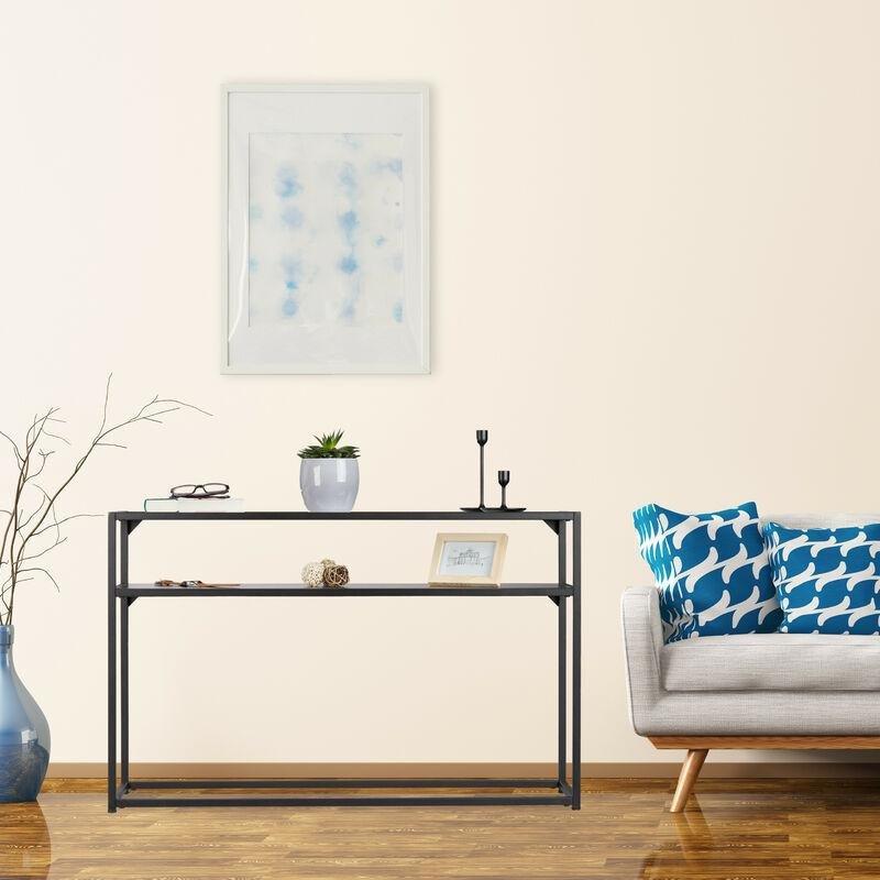 Siyah Metal ve Cam Raflı Dresuar - 110x30x71 cm - 133720