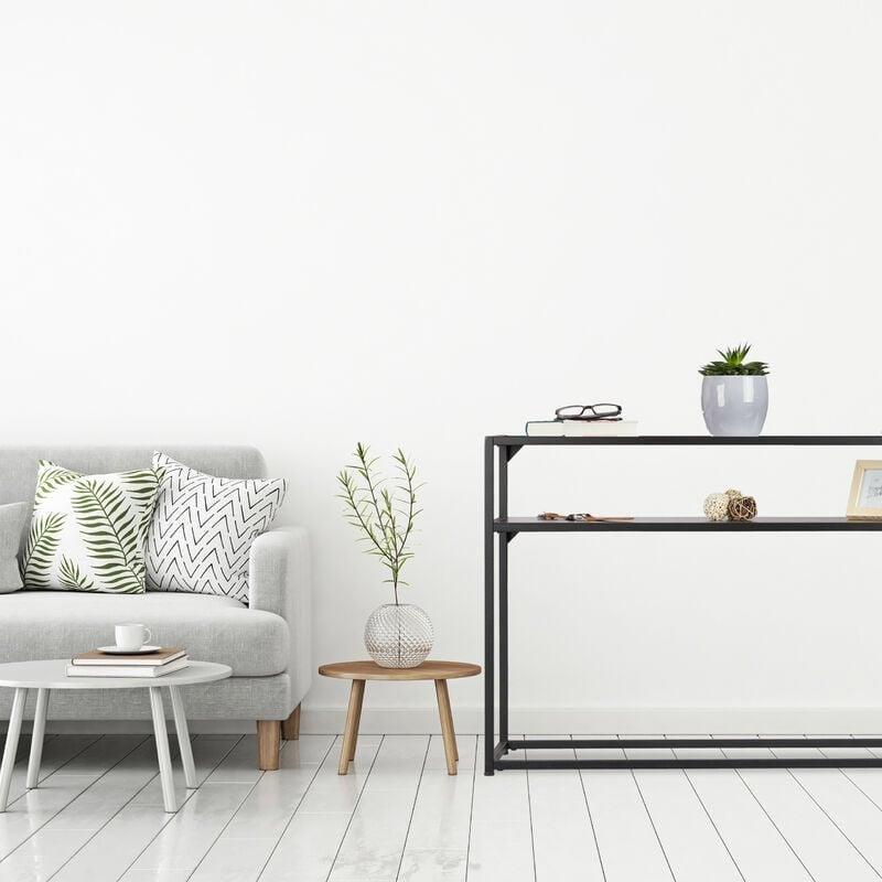 Siyah Metal ve Cam Raflı Dresuar - 110x30x71 cm - 133720