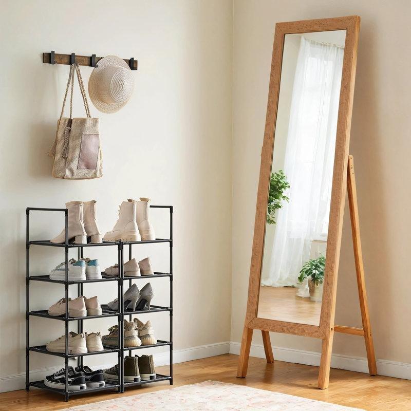 Siyah Metal ve Kumaş 10 Raflı Dikey Ayakkabılık - 34x34x173 cm - 120688