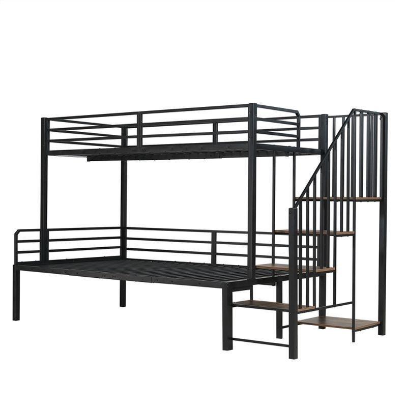 Siyah Metal ve MDF Merdivenli Depolama Alanlı Ranza - 90x200 cm / 120x200 cm - 125890