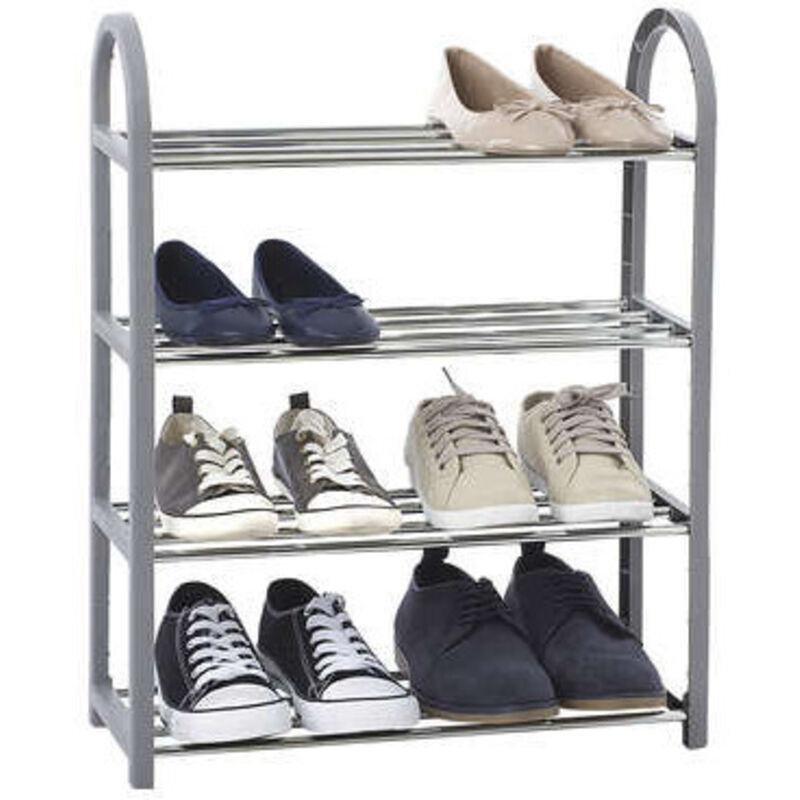 Siyah Metal ve Polipropilen 4 Katlı Portatif Ayakkabılık - 51x19x65 cm - 120254