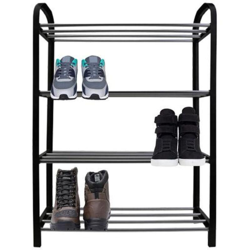 Siyah Metal ve Polipropilen 4 Katlı Portatif Ayakkabılık - 51x19x65 cm - 120254