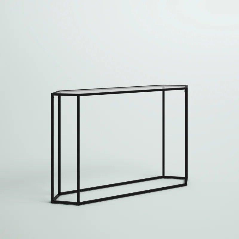 Siyah Metal ve Temperli Cam Altıgen Tasarımlı Cam Dresuar - 122x31x77 cm - 131603