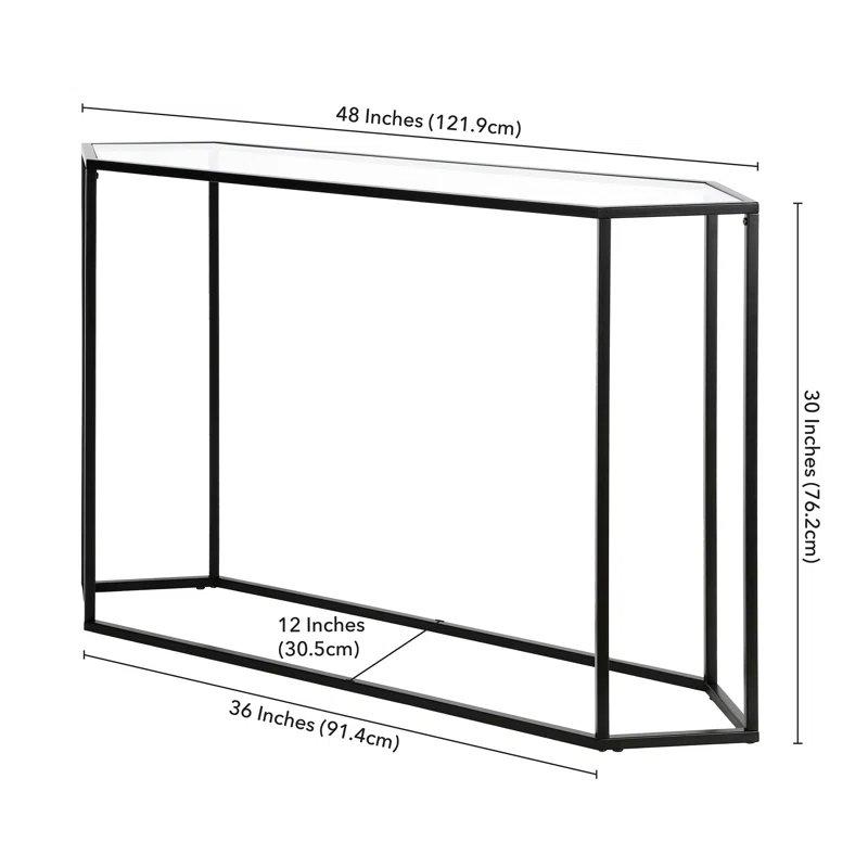 Siyah Metal ve Temperli Cam Altıgen Tasarımlı Cam Dresuar - 122x31x77 cm - 131603