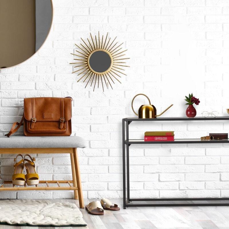 Siyah Metal ve Temperli Cam İki Raflı Dresuar - 110x30x70 cm - 133690