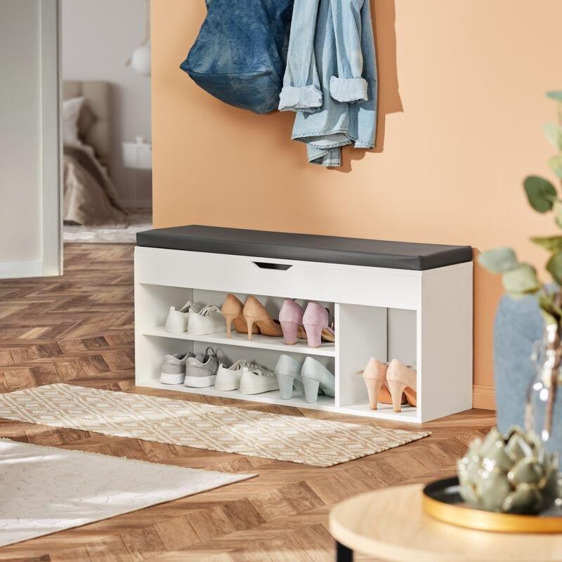 Siyah Minderli Gizli Bölmeli Ahşap Ayakkabılık Bench - 104x30x49 cm - 119510
