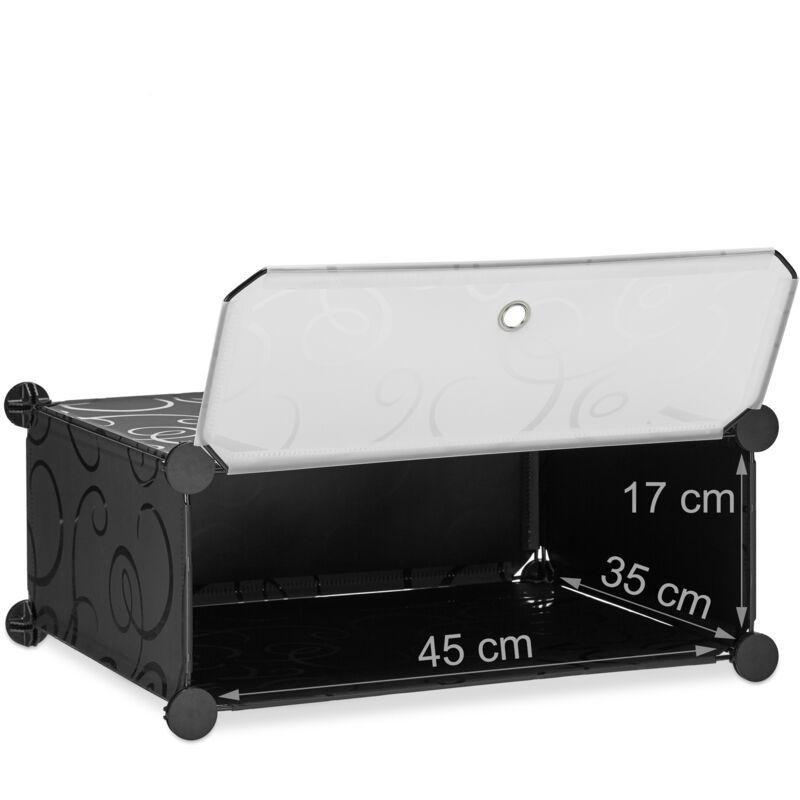 Siyah Plastik 10 Bölmeli Modüler Kapaklı Ayakkabılık - 176x49x37 cm - 120280