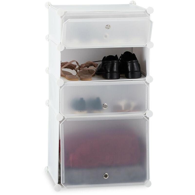 Siyah Plastik 4 Bölmeli Modüler Kapaklı Ayakkabılık - 91x49x37 cm - 120276