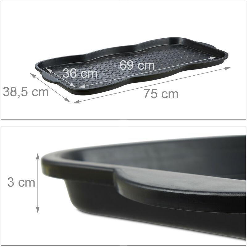 Siyah Polipropilen Yükseltilmiş Kenarlı Su Geçirmez Kapı Önü Ayakkabılık - 75x39 cm - 120291