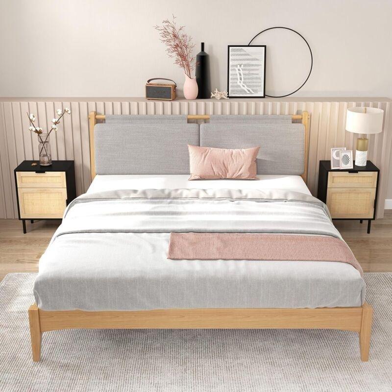 Siyah Rattan ve Metal Detaylı Çekmeceli Kapaklı İkili Komodin Seti - 45x30x59 cm - 127640