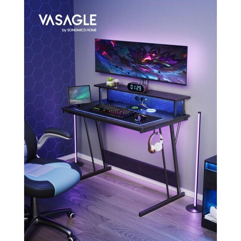 Siyah Suntalam LED Aydınlatmalı Elektrikli Bilgisayar Masası-60x100x75 cm - 114422