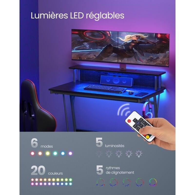 Siyah Suntalam LED Aydınlatmalı Elektrikli Bilgisayar Masası-60x100x75 cm - 114422