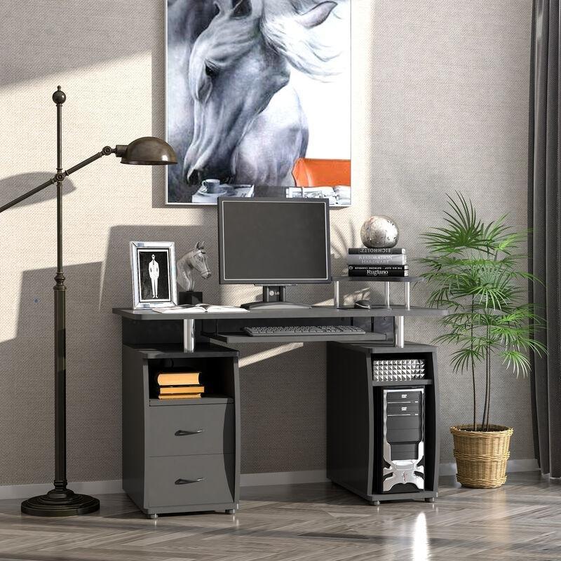 Siyah Suntalam Sürgülü Klavyeli Oyuncu Bilgisayar Masası-120x55x85 cm - 115816