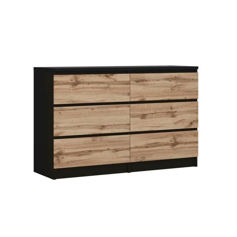 Siyah Wotan Meşe Suntalam 6 Çekmeceli Şifonyer - 120x39x79 cm - 123720