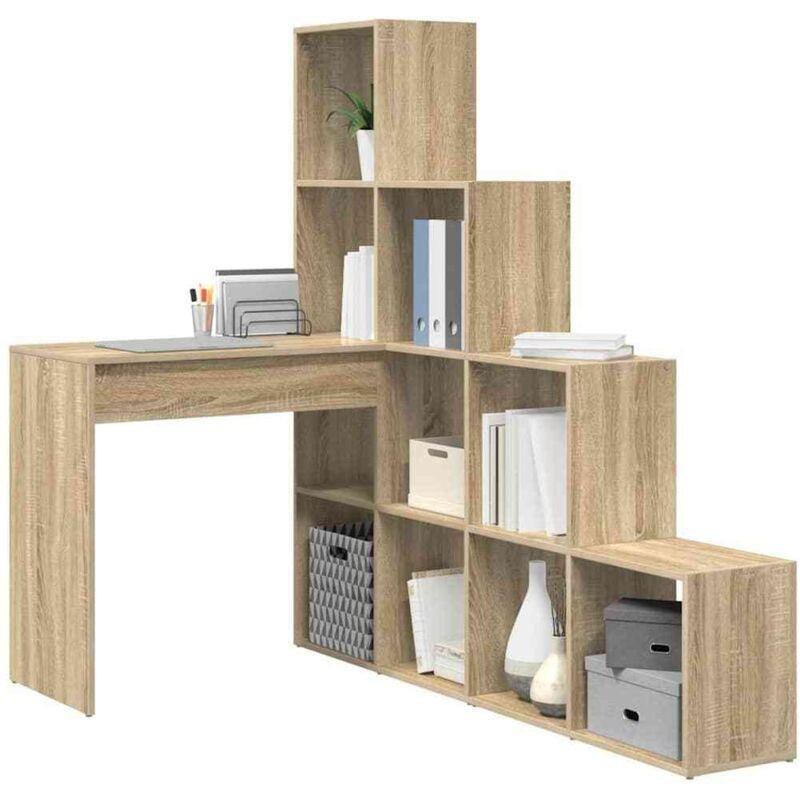 Sonoma Meşe Endüstriyel Ahşap Raflı Köşe Bilgisayar Masası-102x150x150 cm - 115224