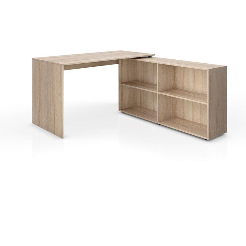 Sonoma Meşe Melamin Kaplı Yonga Levha Raflı Köşe Bilgisayar Masası-137x75x60 cm - 114950
