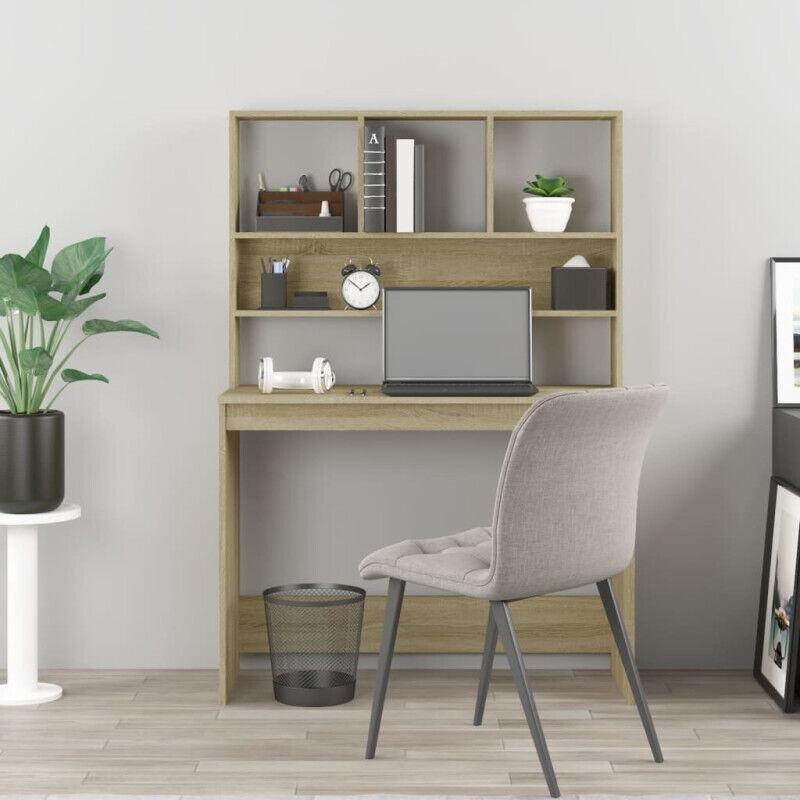 Sonoma Meşe Mühendislik Ahşabı Raflı Bilgisayar Masası-102x45x148 cm - 115089