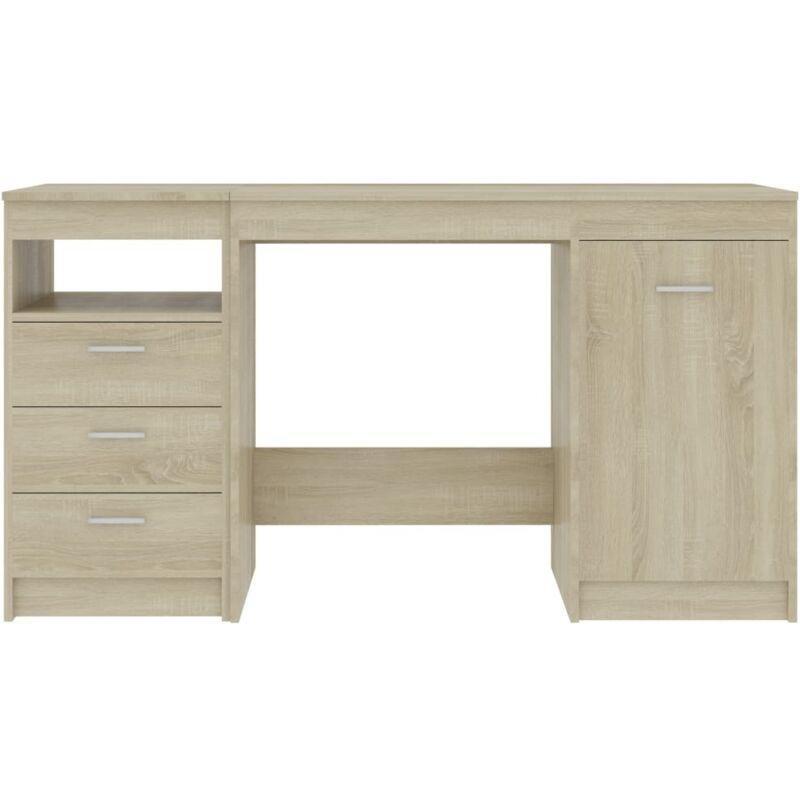 Sonoma Meşe Mühendislik Ahşap Çekmeceli Kapaklı Bilgisayar Masası-140x50x76 cm - 115040