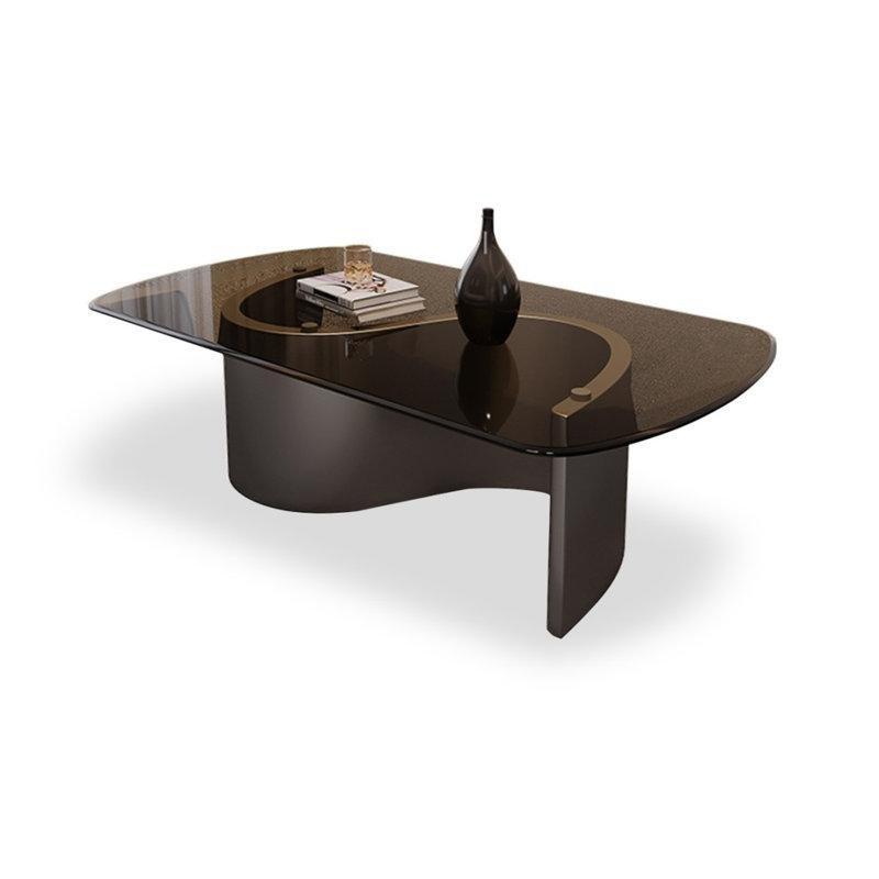 Taba Temperli Cam Aynalı Kaideli Ceviz Cam Sehpa-35x119x60 cm - 117312