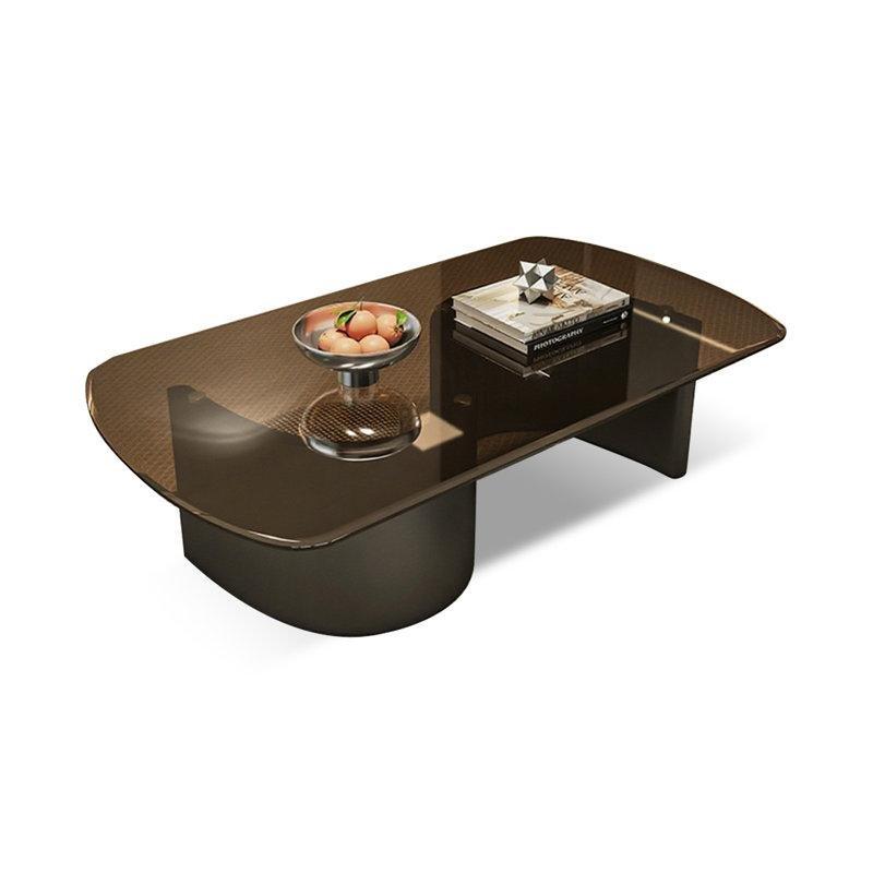 Taba Temperli Cam Aynalı Kaideli Ceviz Cam Sehpa-35x119x60 cm - 117312